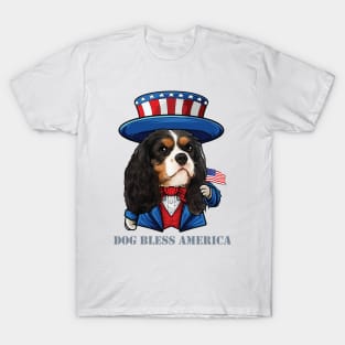 Cavalier King Charles Spaniel Dog Bless America T-Shirt